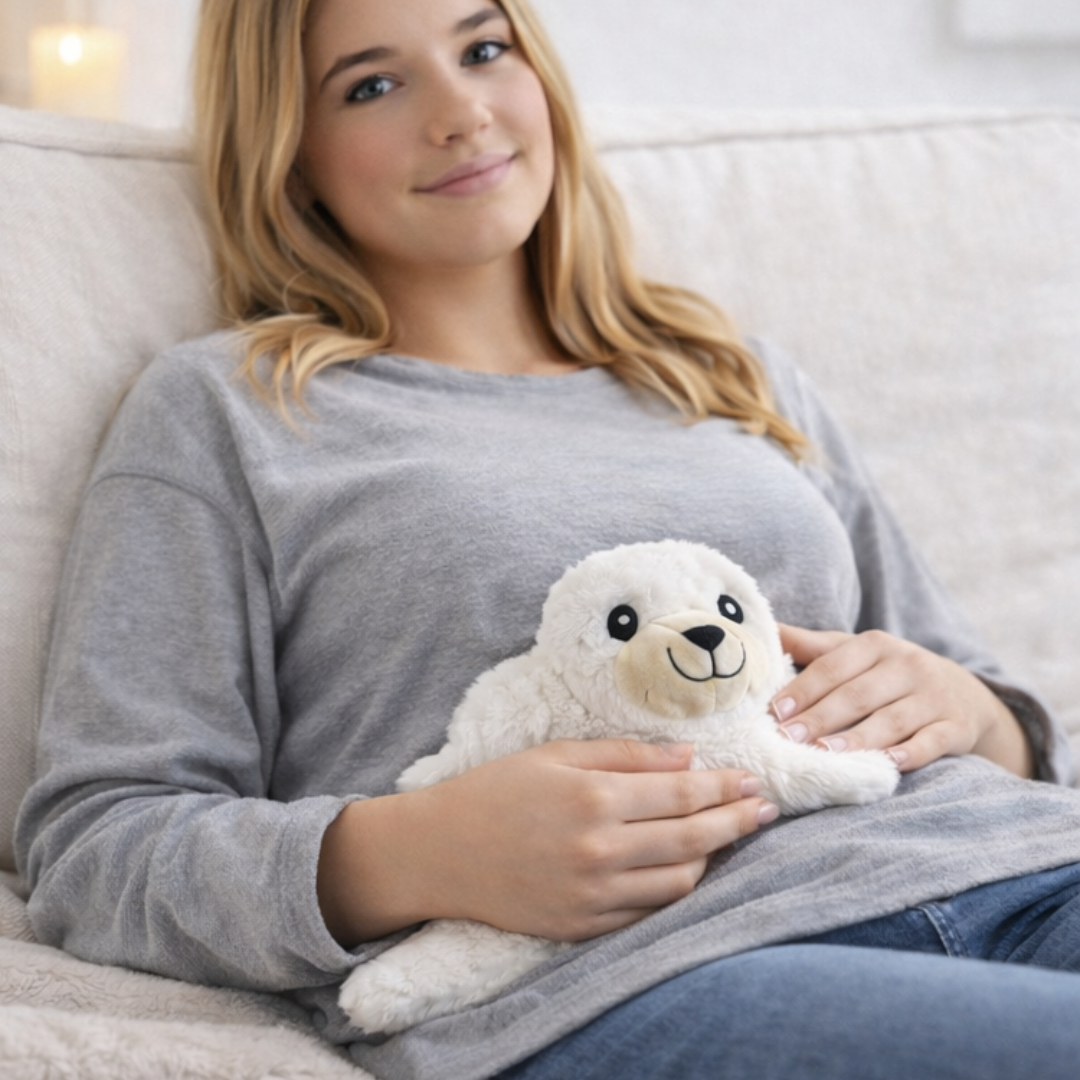 Otarie blanche peluche bouillotte