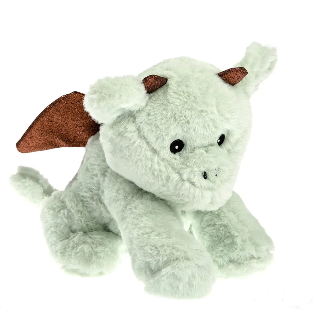 Dragon vert ailes paillettes peluche bouillotte